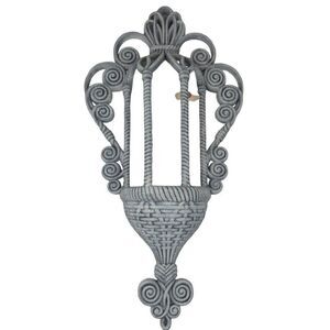Vintage 70s Burwood Products Faux Wicker Hanging Wall Planter Gray